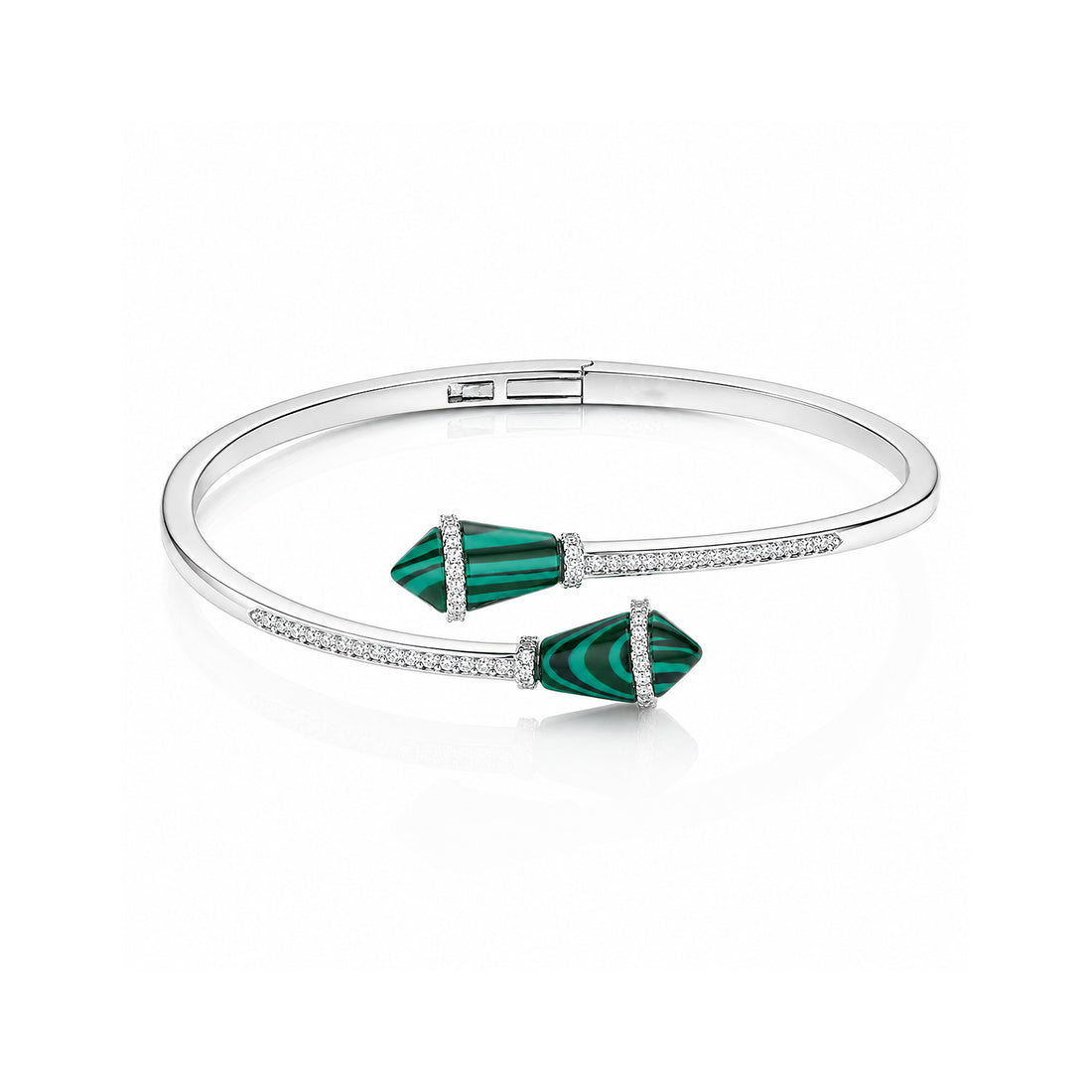 Elegant Malachite Green Glamour 925 Sterling Silver Kada for Women