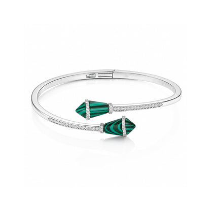 Elegant Malachite Green Glamour 925 Sterling Silver Kada for Women