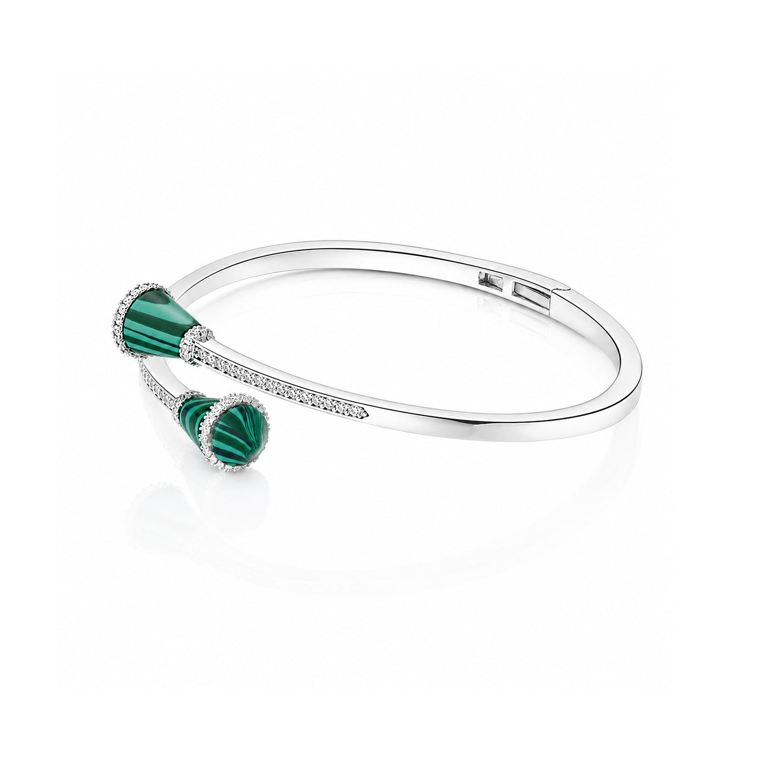 Elegant Malachite Green Glamour 925 Sterling Silver Kada for Women