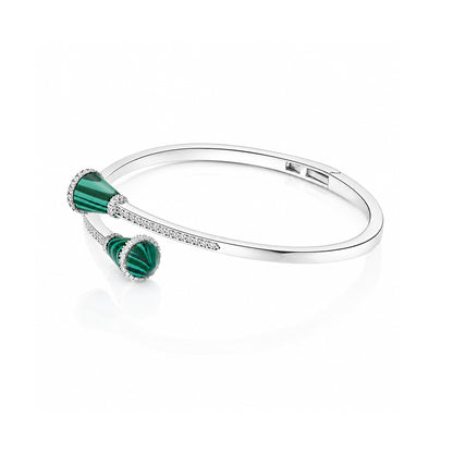 Elegant Malachite Green Glamour 925 Sterling Silver Kada for Women