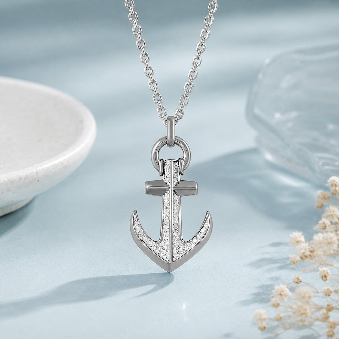 Elegant Nautical Anchor Sparkle 925 Sterling Silver Pendant