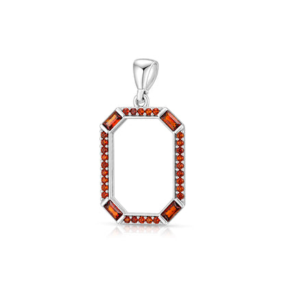Elegant Octagon Hessonite 925 Sterling Silver Pendant for Men