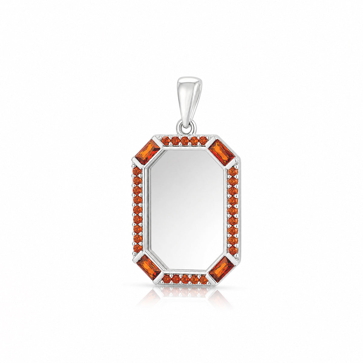 Elegant Octagon Hessonite 925 Sterling Silver Pendant for Men