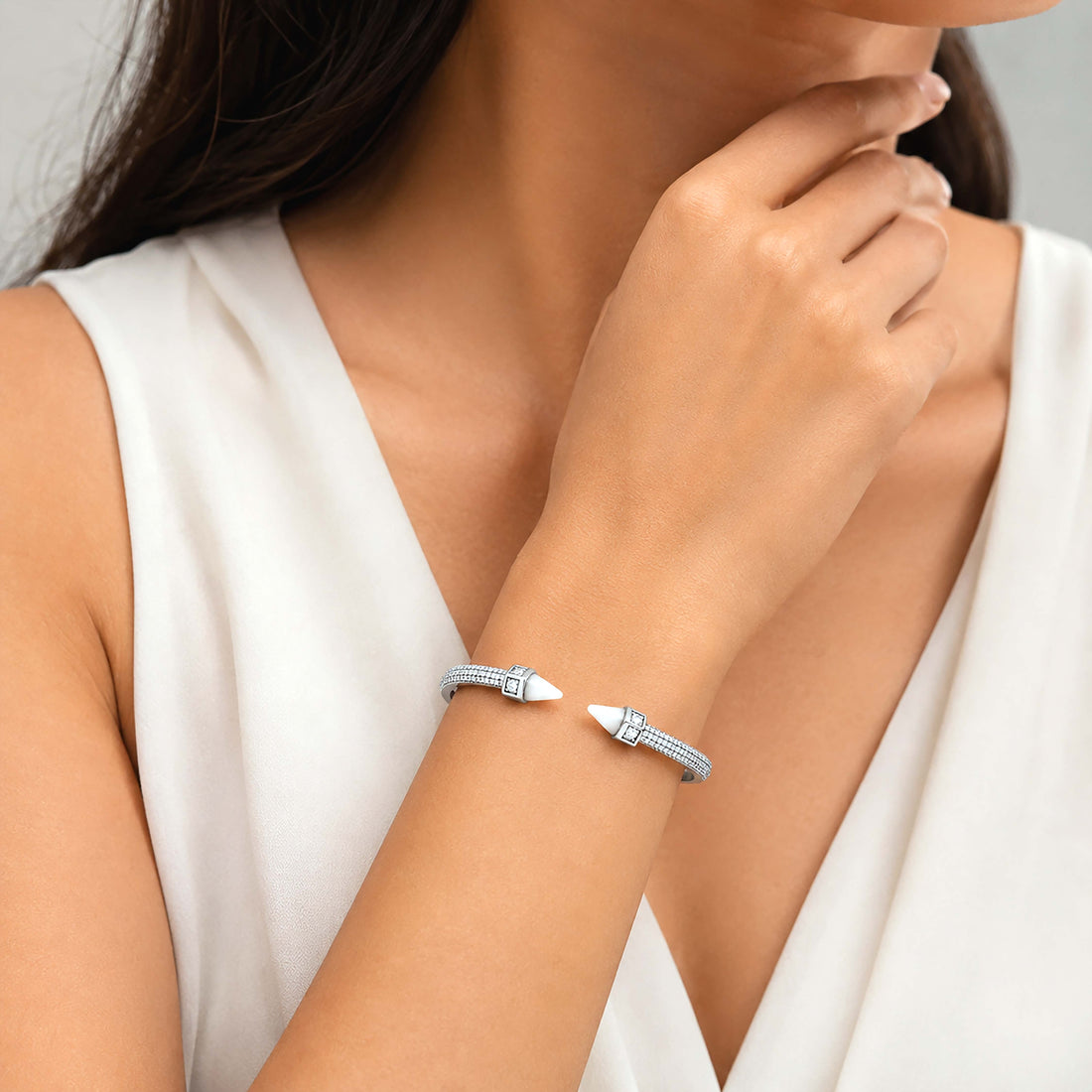 Elegant Pav Brilliance 925 Sterling Silver Kada for Women