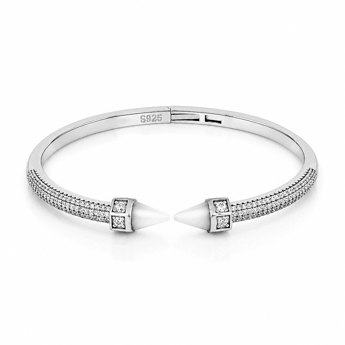 Elegant Pavé Brilliance 925 Sterling Silver Kada for Women