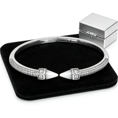 Elegant Pavé Brilliance 925 Sterling Silver Kada for Women