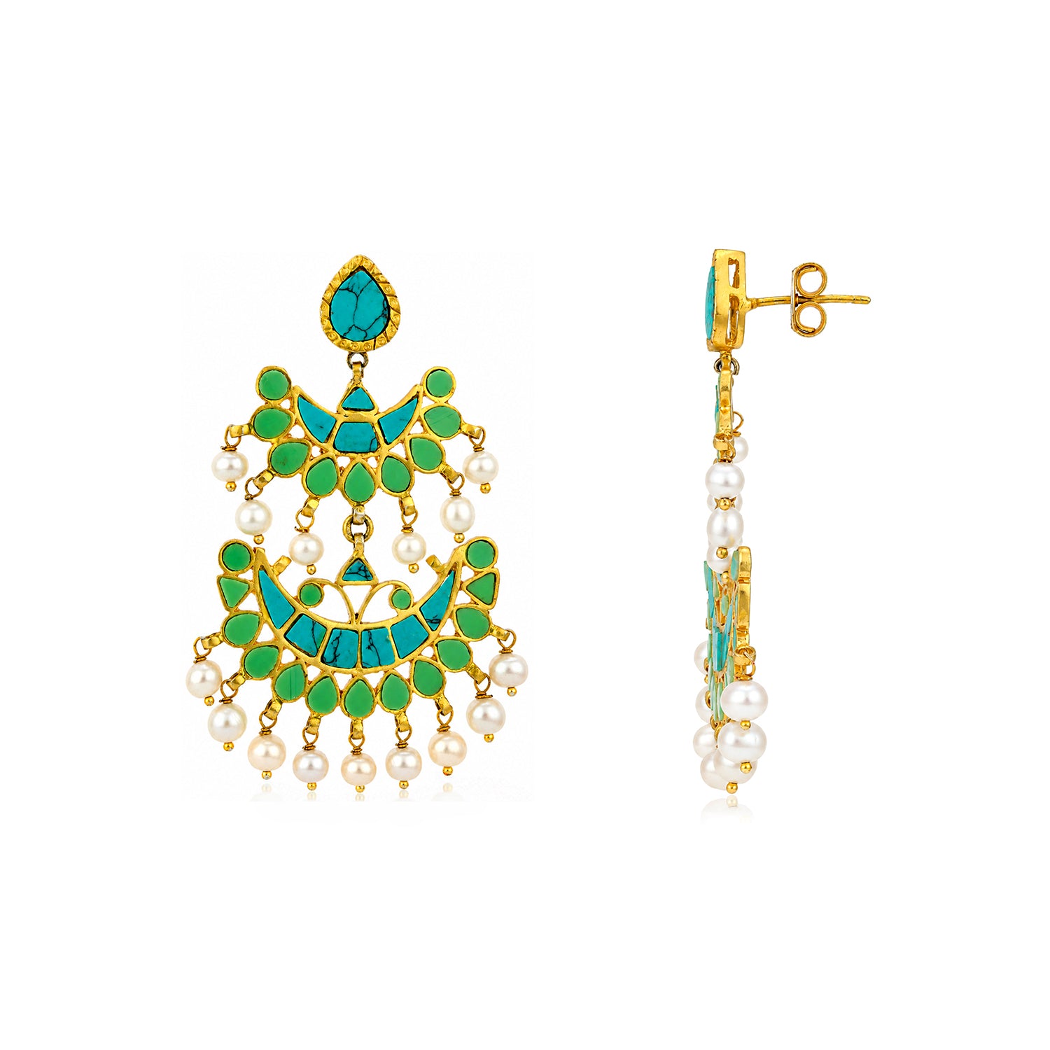 Elegant Pearl Cascade 925 Sterling Silver Party Earrings