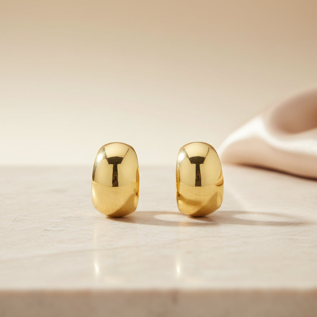Elegant Pebble Inspired Bold Gold 925 Sterling Silver Earring for women