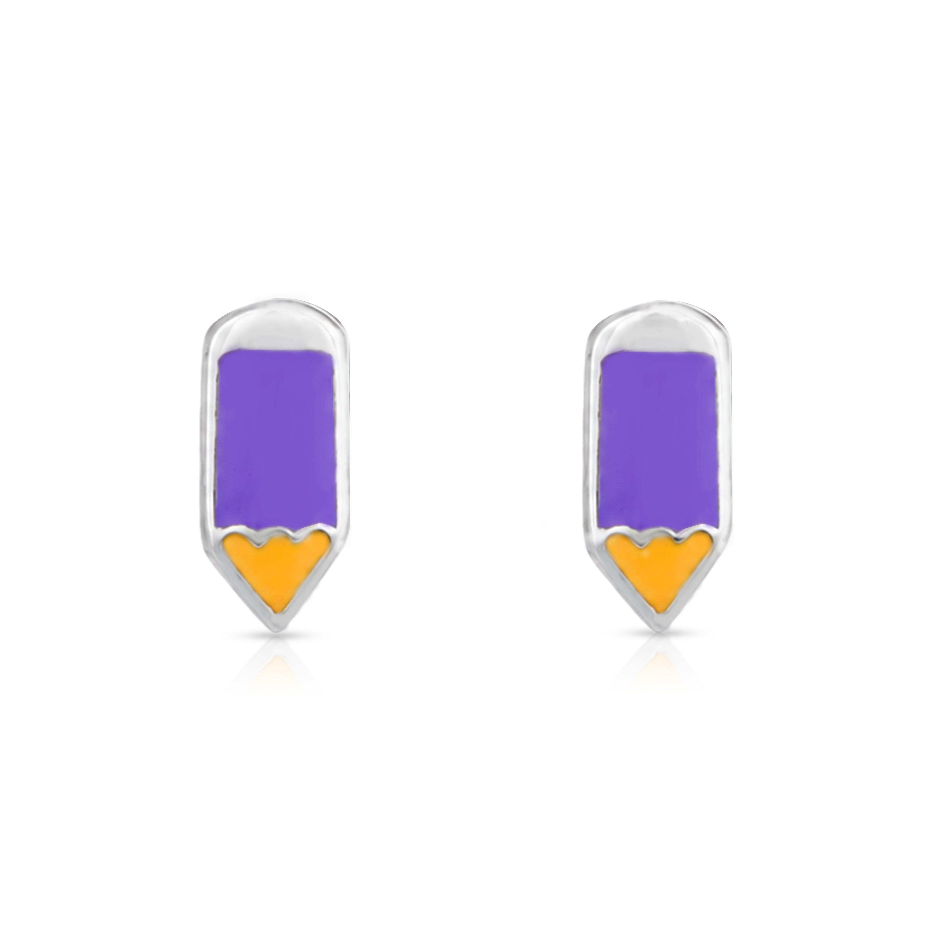Elegant Pencil Motif 925 Sterling Silver Baby Stud
