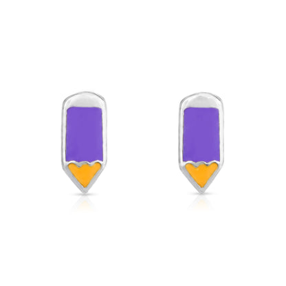 Elegant Pencil Motif 925 Sterling Silver Baby Stud