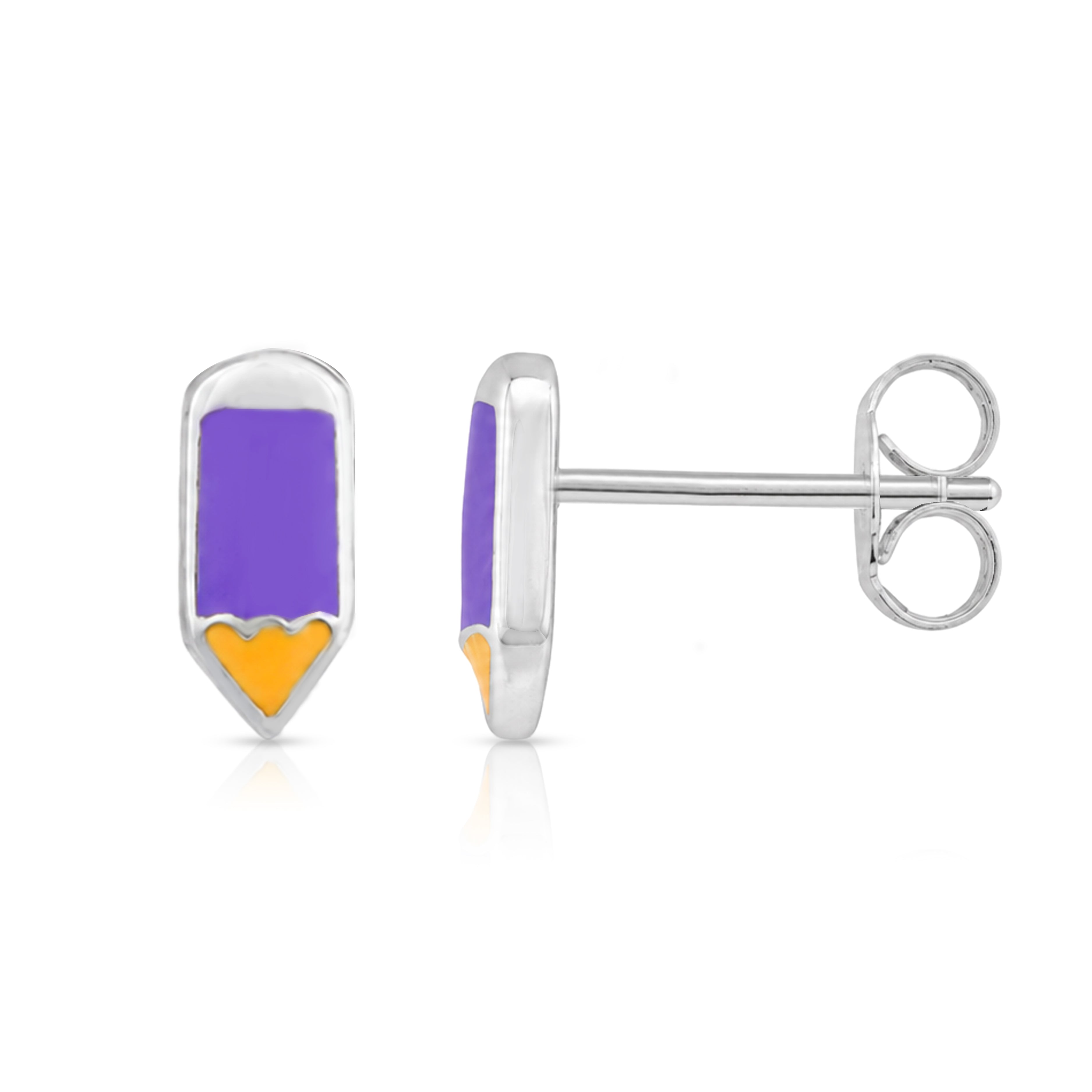 Elegant Pencil Motif 925 Sterling Silver Baby Stud
