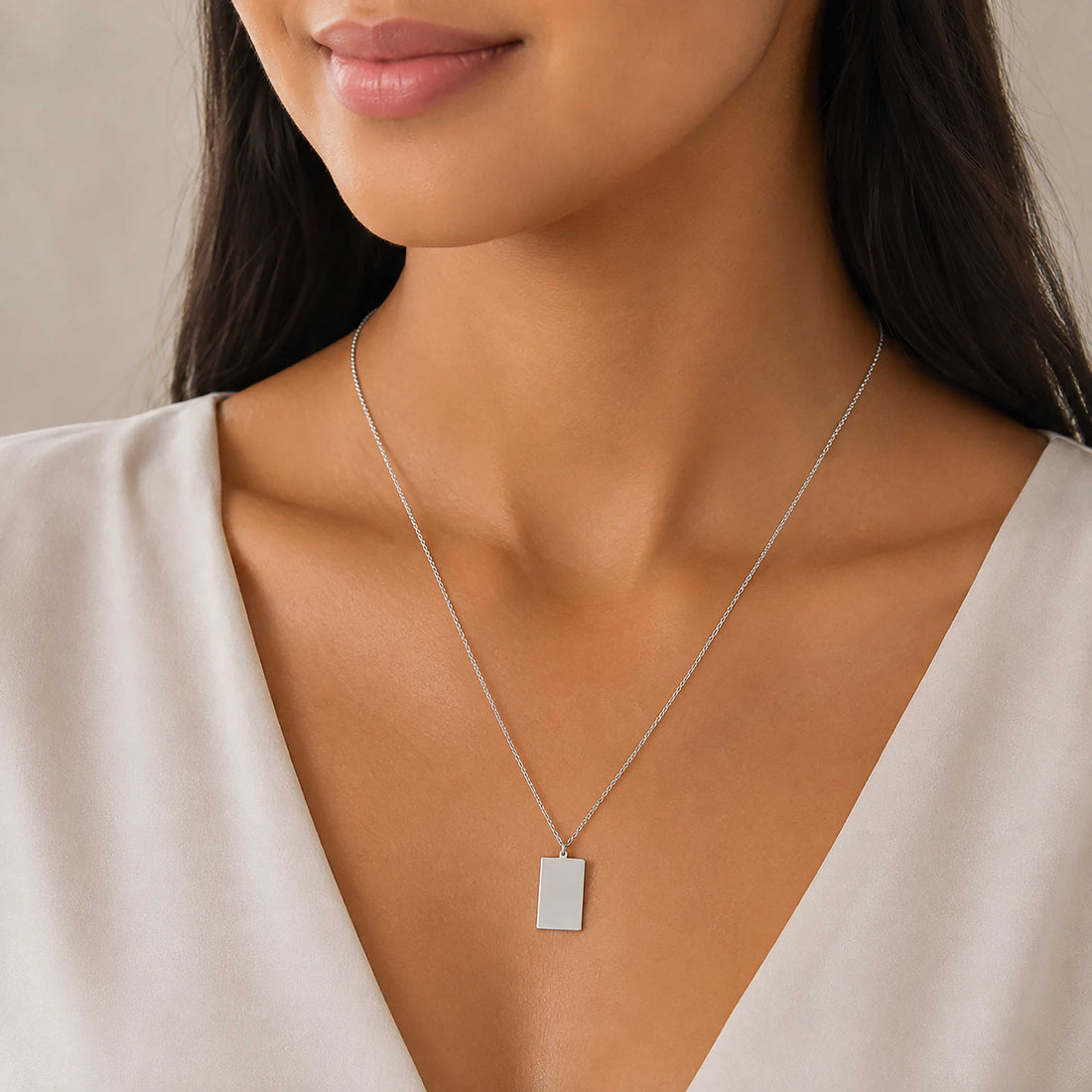 Elegant Personalised Tag 925 Sterling Silver Chain Pendant for Women