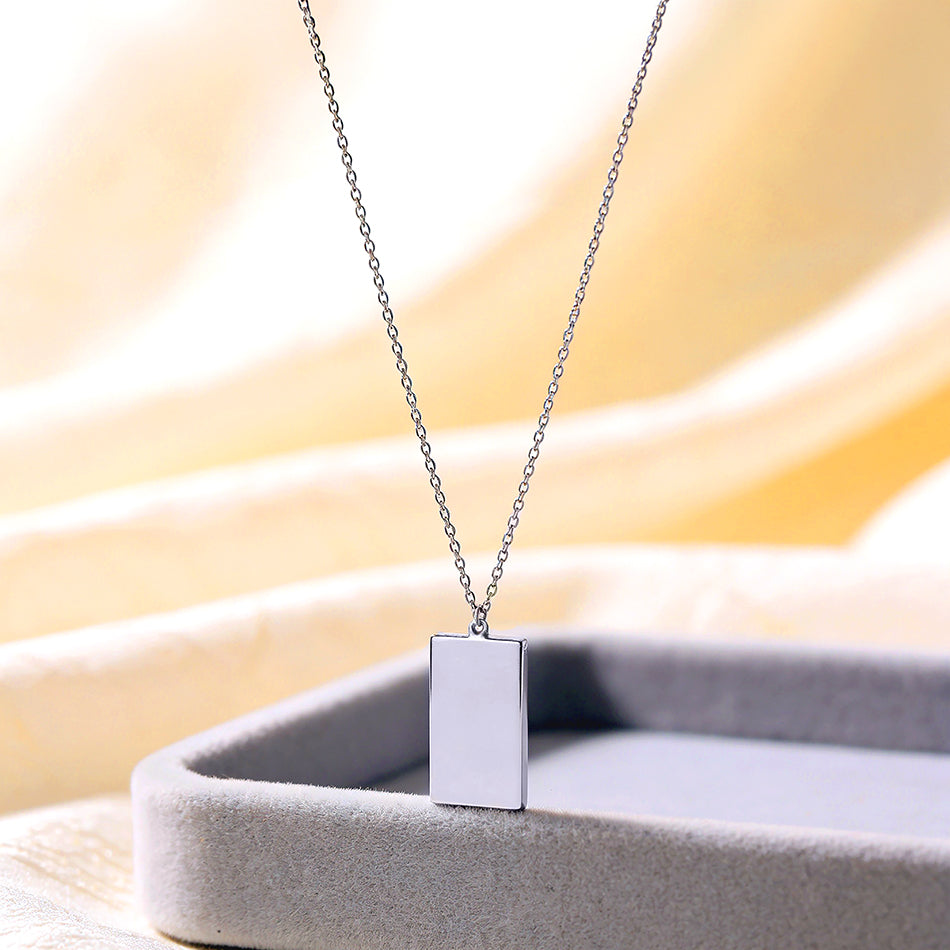 Elegant Personalised Tag 925 Sterling Silver Chain Pendant for Women
