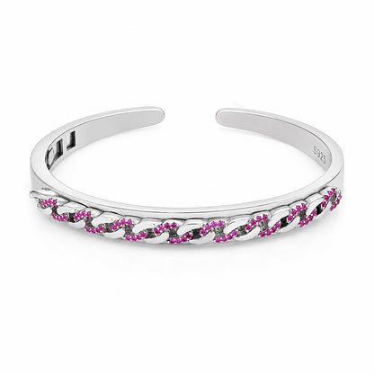 Elegant Pink Sparkle 925 Sterling Silver Kada for Women