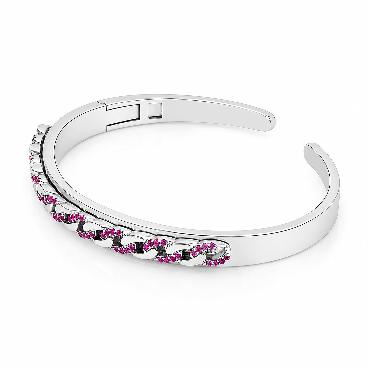 Elegant Pink Sparkle 925 Sterling Silver Kada for Women
