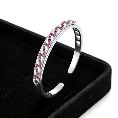 Elegant Pink Sparkle 925 Sterling Silver Kada for Women