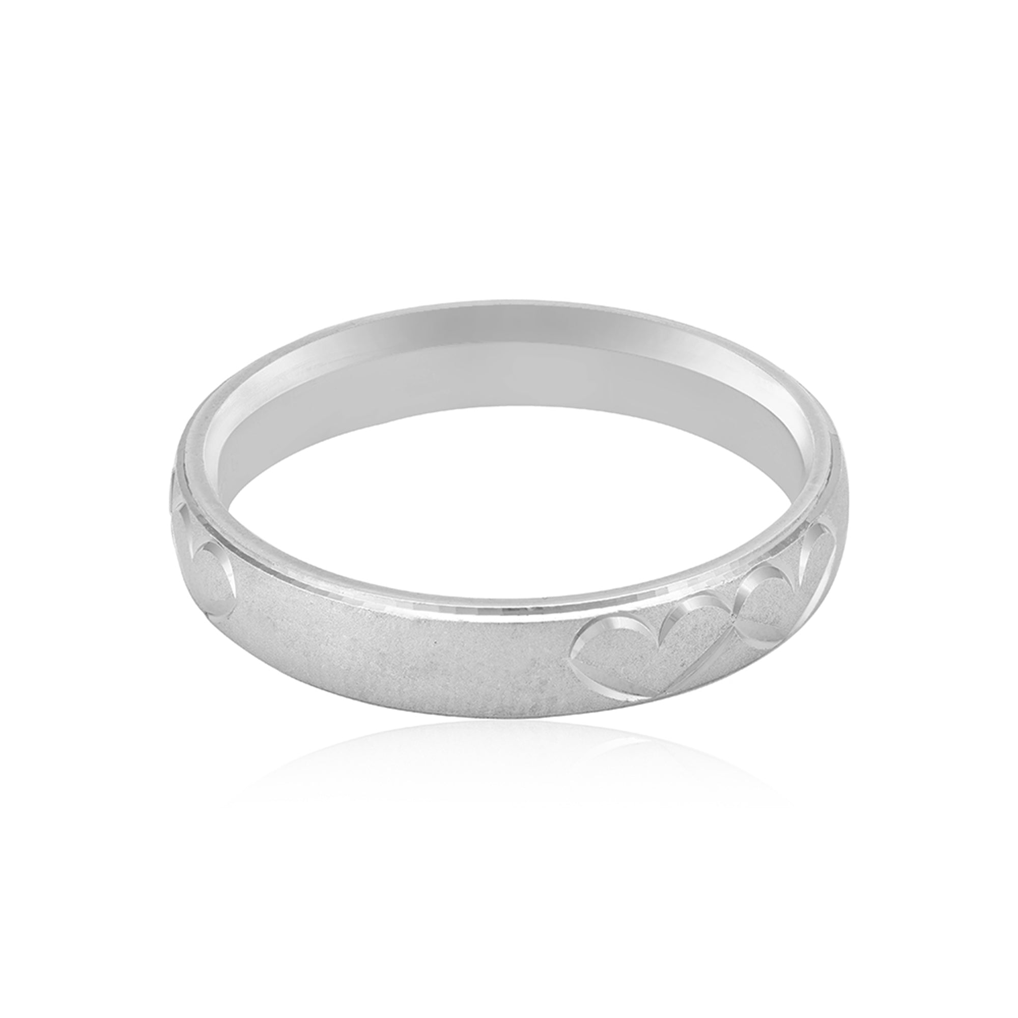 Elegant Rhodium Plated 925 Engraved Dual Hearts Rings