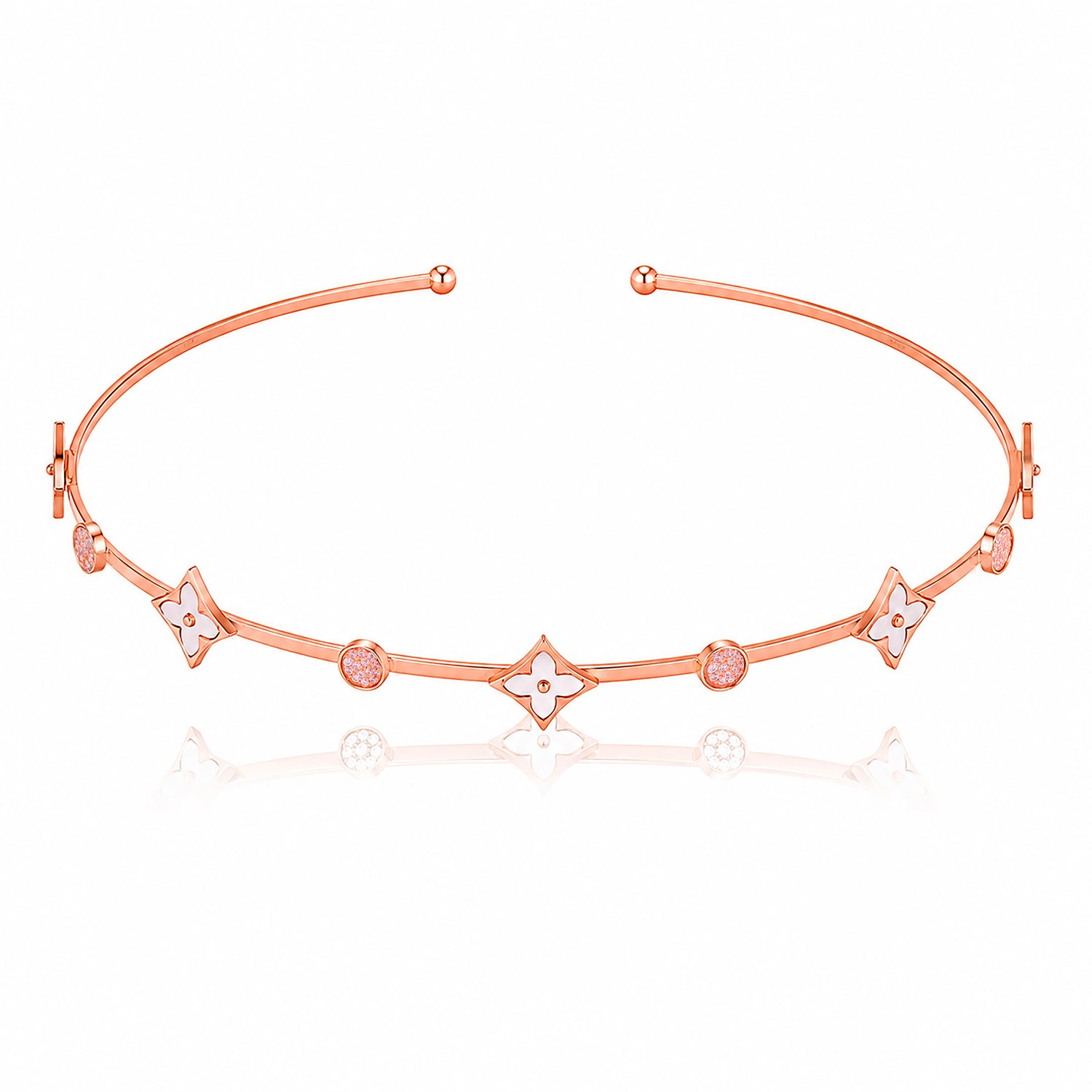 Elegant Rose Gold White Clover Head Band