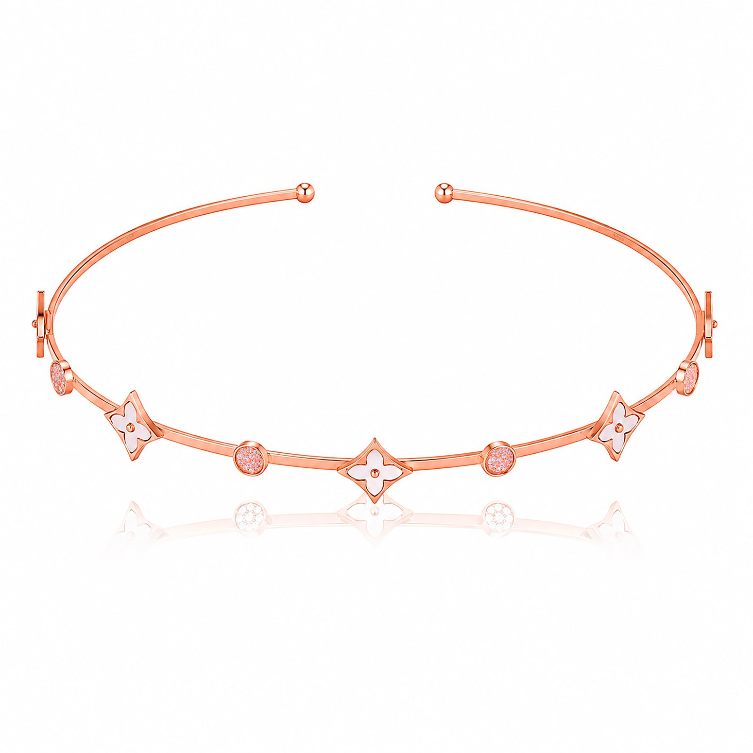Elegant Rose Gold White Clover Head Band