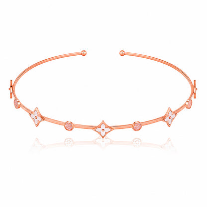 Elegant Rose Gold White Clover Head Band