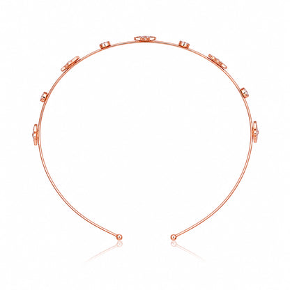 Elegant Rose Gold White Clover Head Band