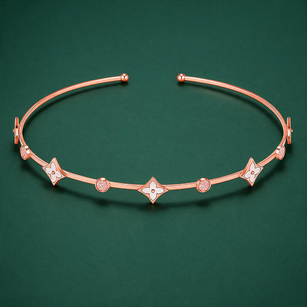 Elegant Rose Gold White Clover Head Band