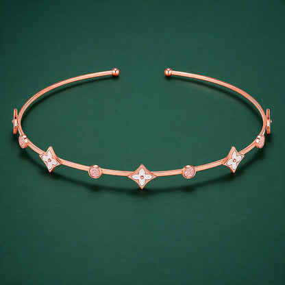 Elegant Rose Gold White Clover Head Band
