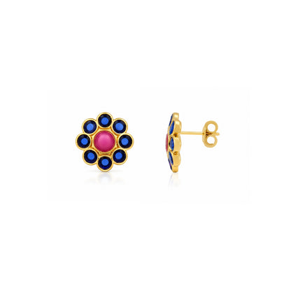 Elegant Ruby Bloom 925 Sterling Silver Signature Earrings