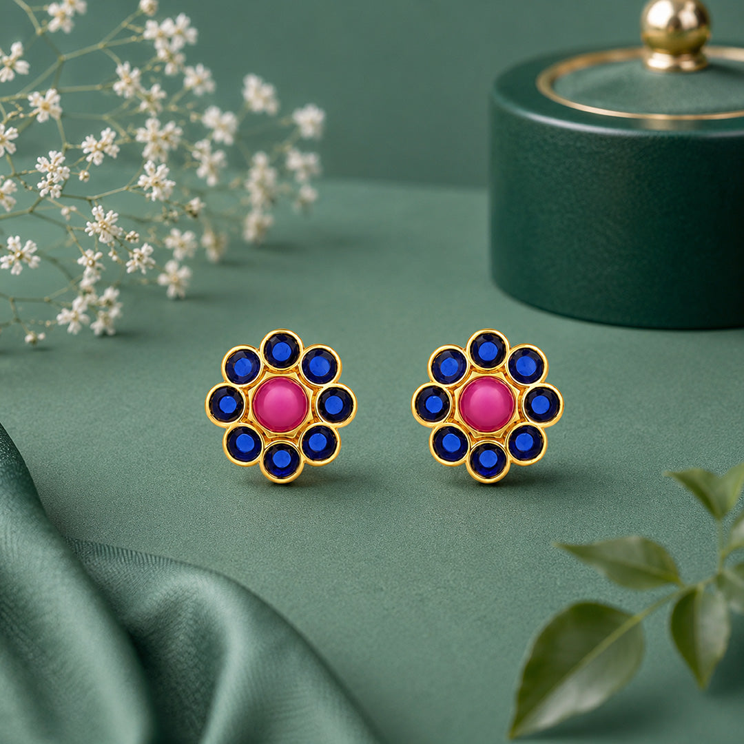 Elegant Ruby Bloom 925 Sterling Silver Signature Earrings