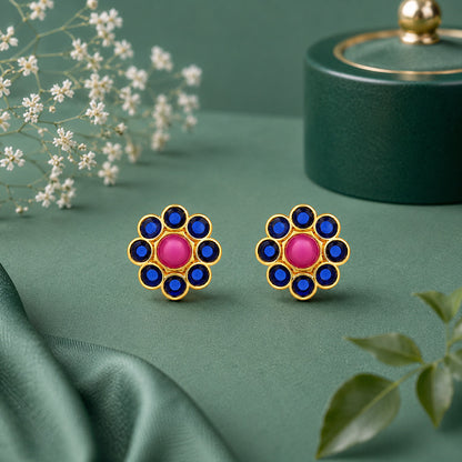 Elegant Ruby Bloom 925 Sterling Silver Signature Earrings