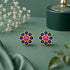 Elegant Ruby Bloom 925 Sterling Silver Signature Earrings