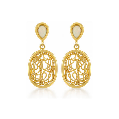 Elegant Swirl Oval 925 Sterling Silver Earrings