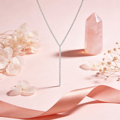 Elegant Tennis Lariat Y Drop 925 Sterling Silver Necklace for Women