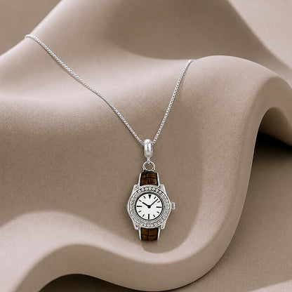 Elegant Watch 925 Sterling Silver Sparkle Pendant