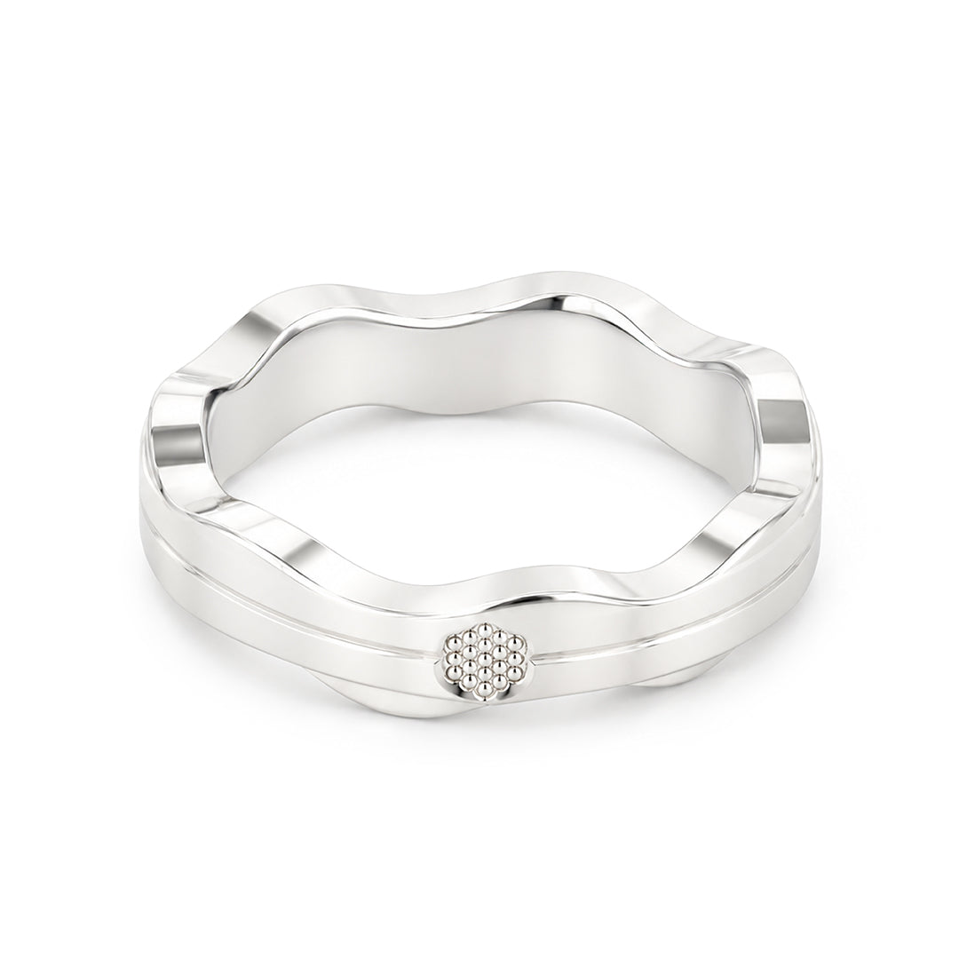 Elegant Wave 925 Sterling Silver Textured Band Ring