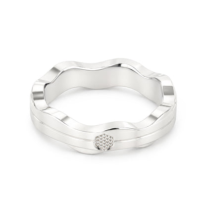 Elegant Wave 925 Sterling Silver Textured Band Ring