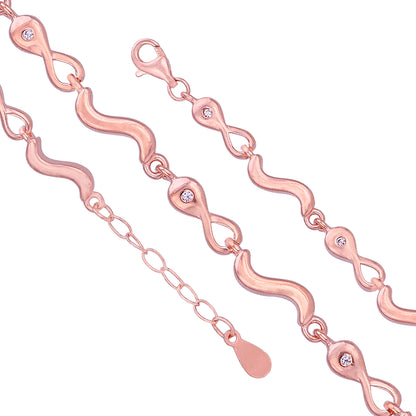 Elegant Wavy Flow 925 Sterling Silver  Infinity Link bracelet for women