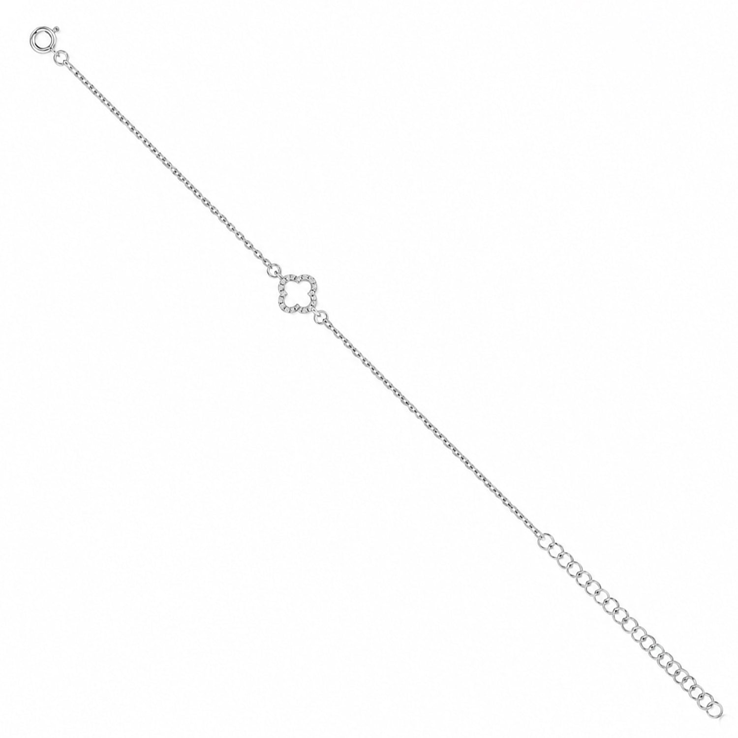 Elegant White Clover Sparkle Silver Chain Bracelet