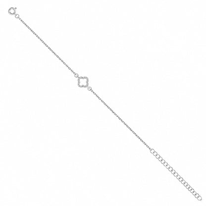 Elegant White Clover Sparkle Silver Chain Bracelet