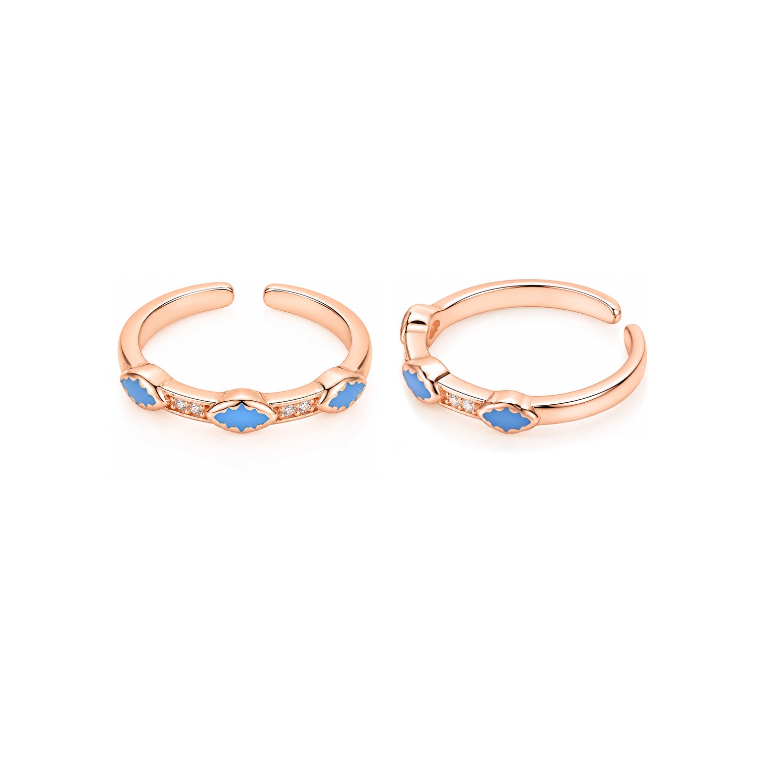 Elenza Turquoise Blue Enamel Rose Gold Toe Ring