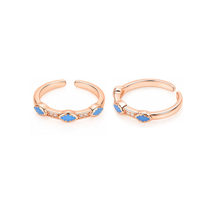 Elenza Turquoise Blue Enamel Rose Gold Toe Ring