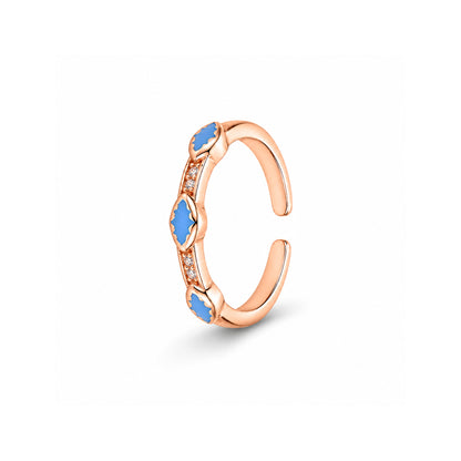 Elenza Turquoise Blue Enamel Rose Gold Toe Ring