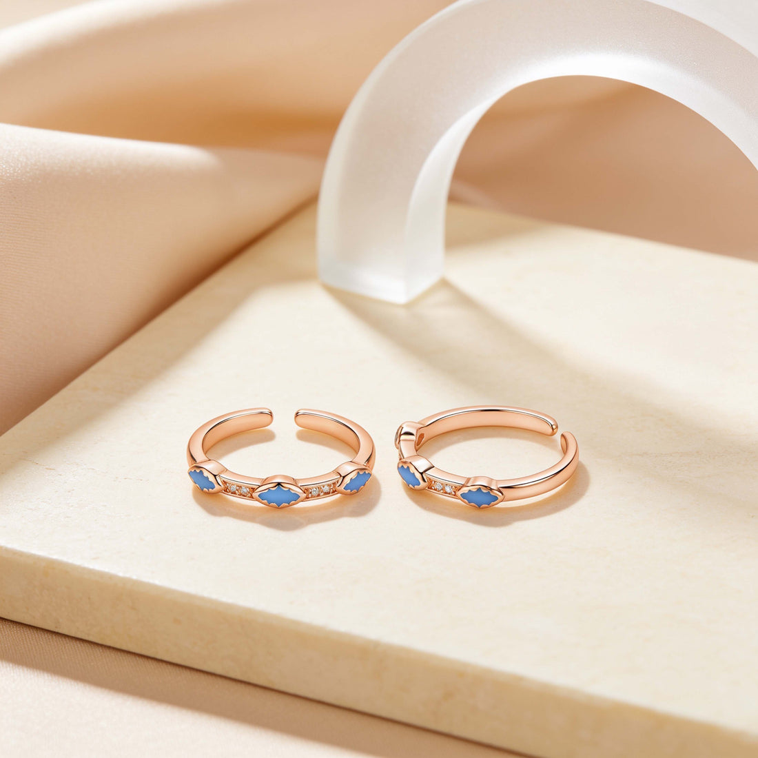 Elenza Turquoise Blue Enamel Rose Gold Toe Ring