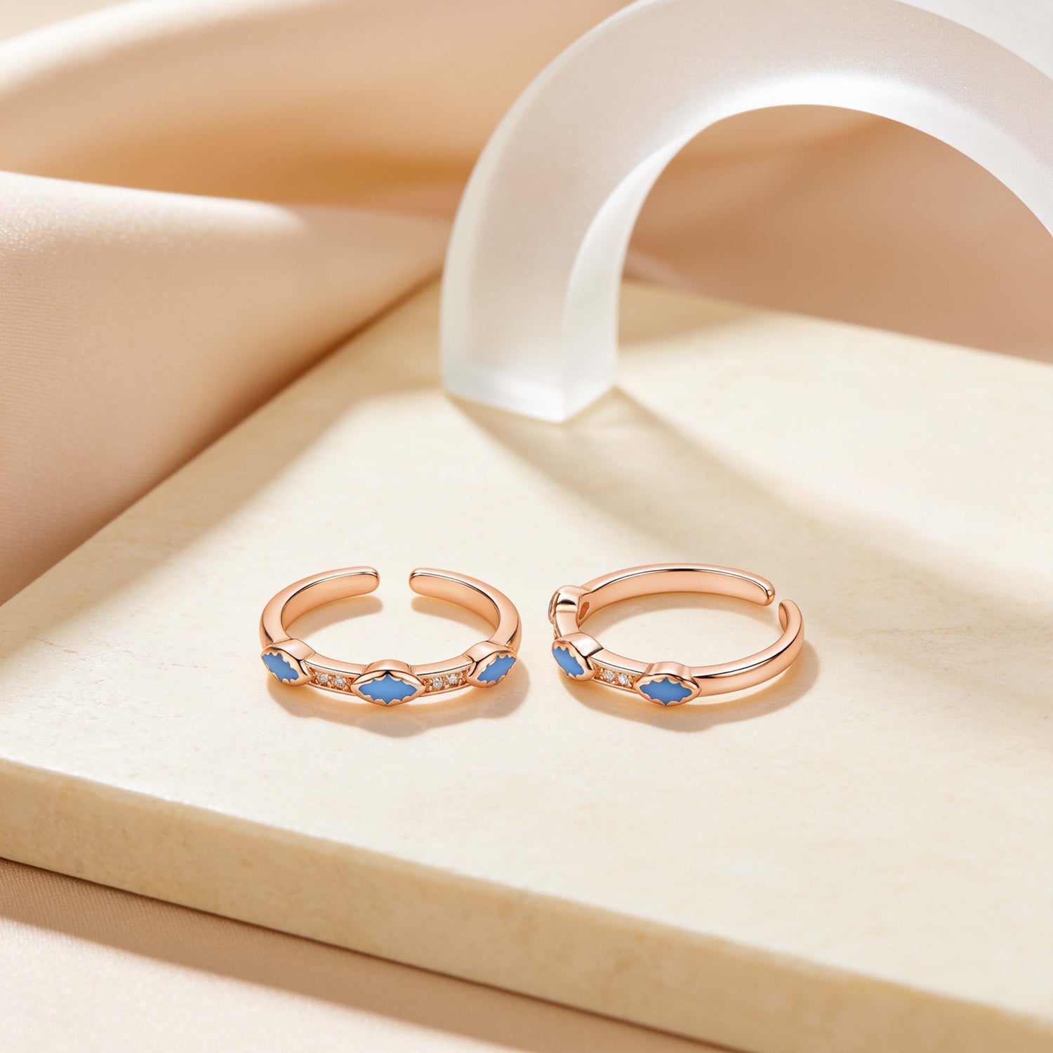 Elenza Turquoise Blue Enamel Rose Gold Toe Ring