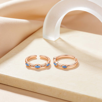 Elenza Turquoise Blue Enamel Rose Gold Toe Ring