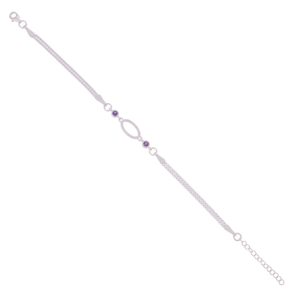 Elite Purple Oval  Silver Bracelet For Women 
