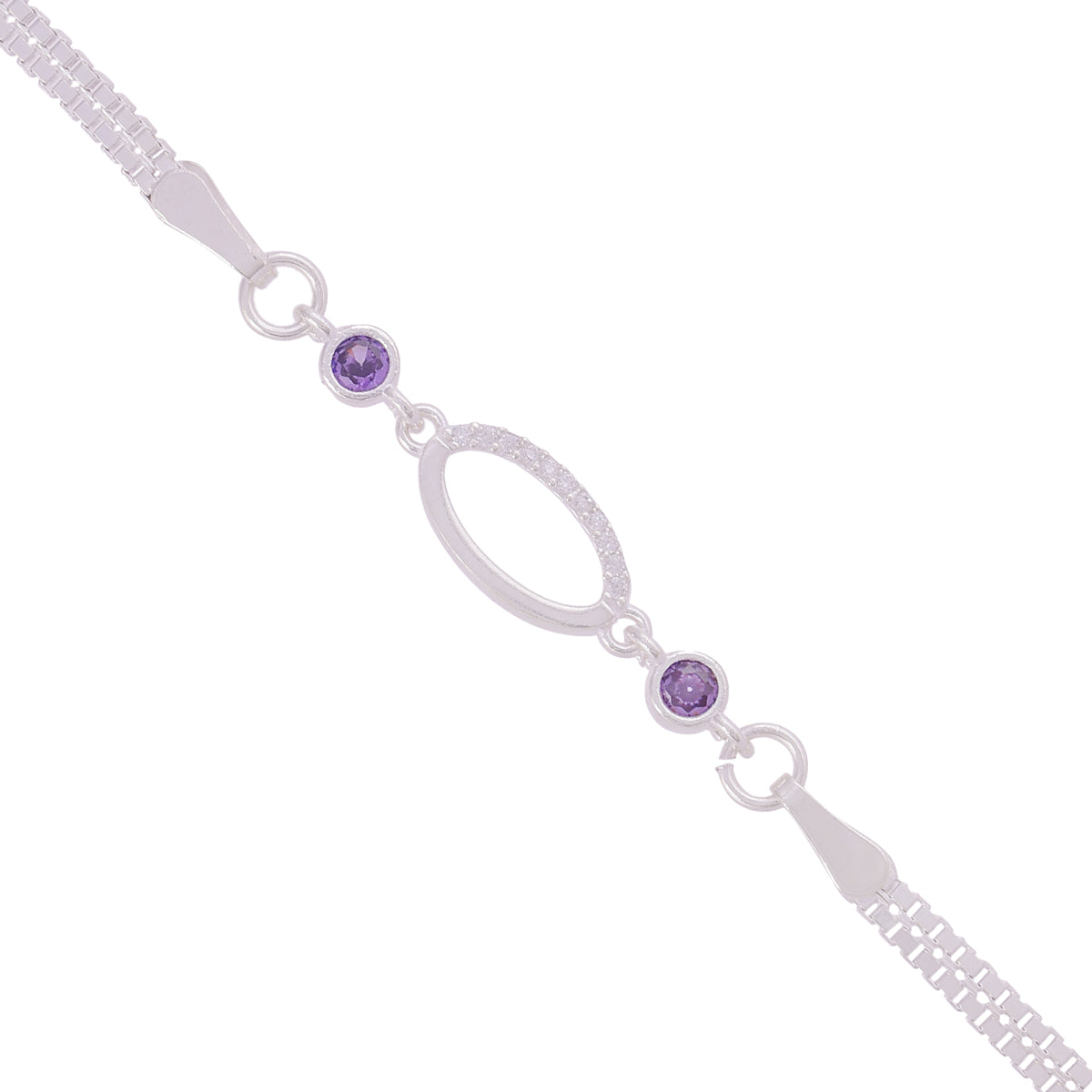 Elite Purple Oval Bracelet 925 sterling silver