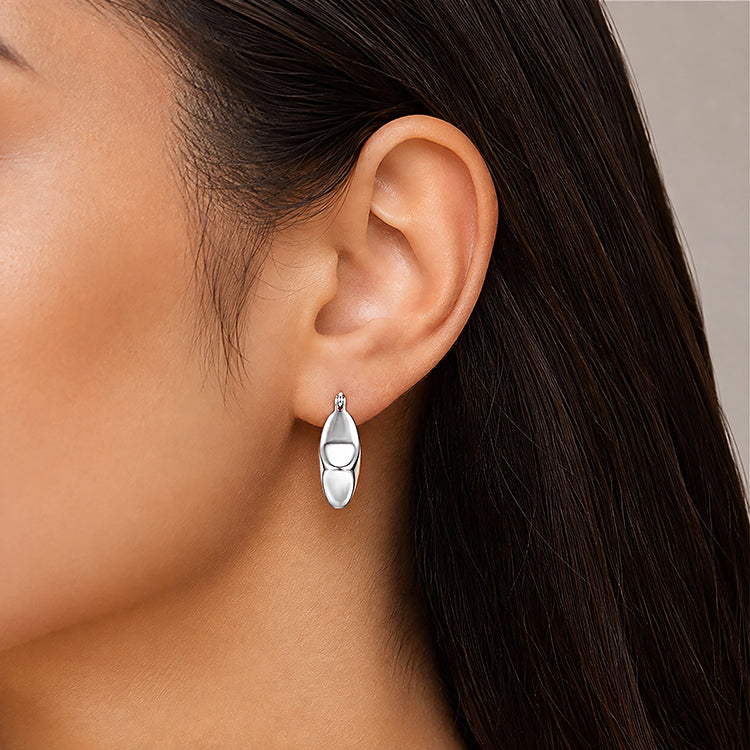 Elongated Teardrop Sterling Silver Earring