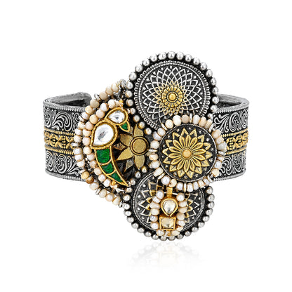 Emeral Parrot Pearl Chakra 925 Sterling Silver Kada