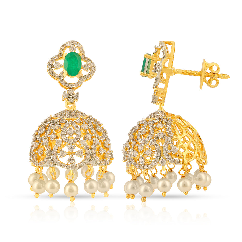Emerald Charm 925 Sterling Silver Filigree Earring for Women